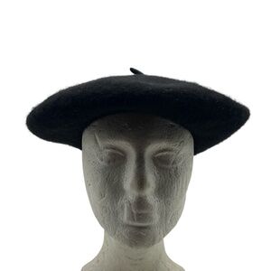 Classic Black Beret Hat 100% Polyester Artist Style Vintage Look Unisex